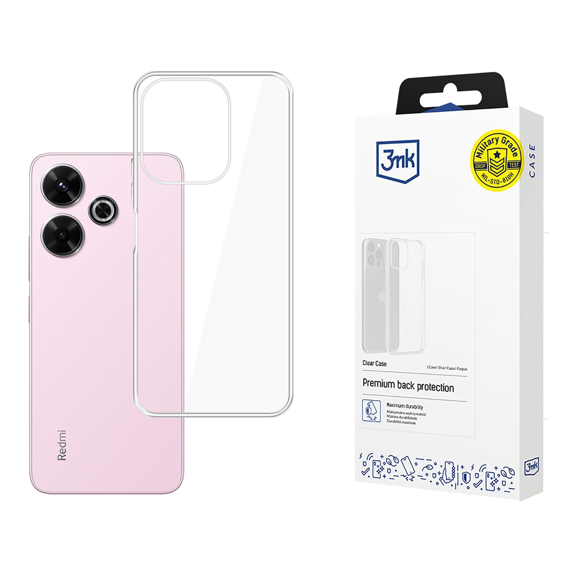 3mk:n läpinäkyvä suojakotelo Xiaomi Redmi Note 13R 5G:lle / Redmi 13 4G:lle – läpinäkyvä