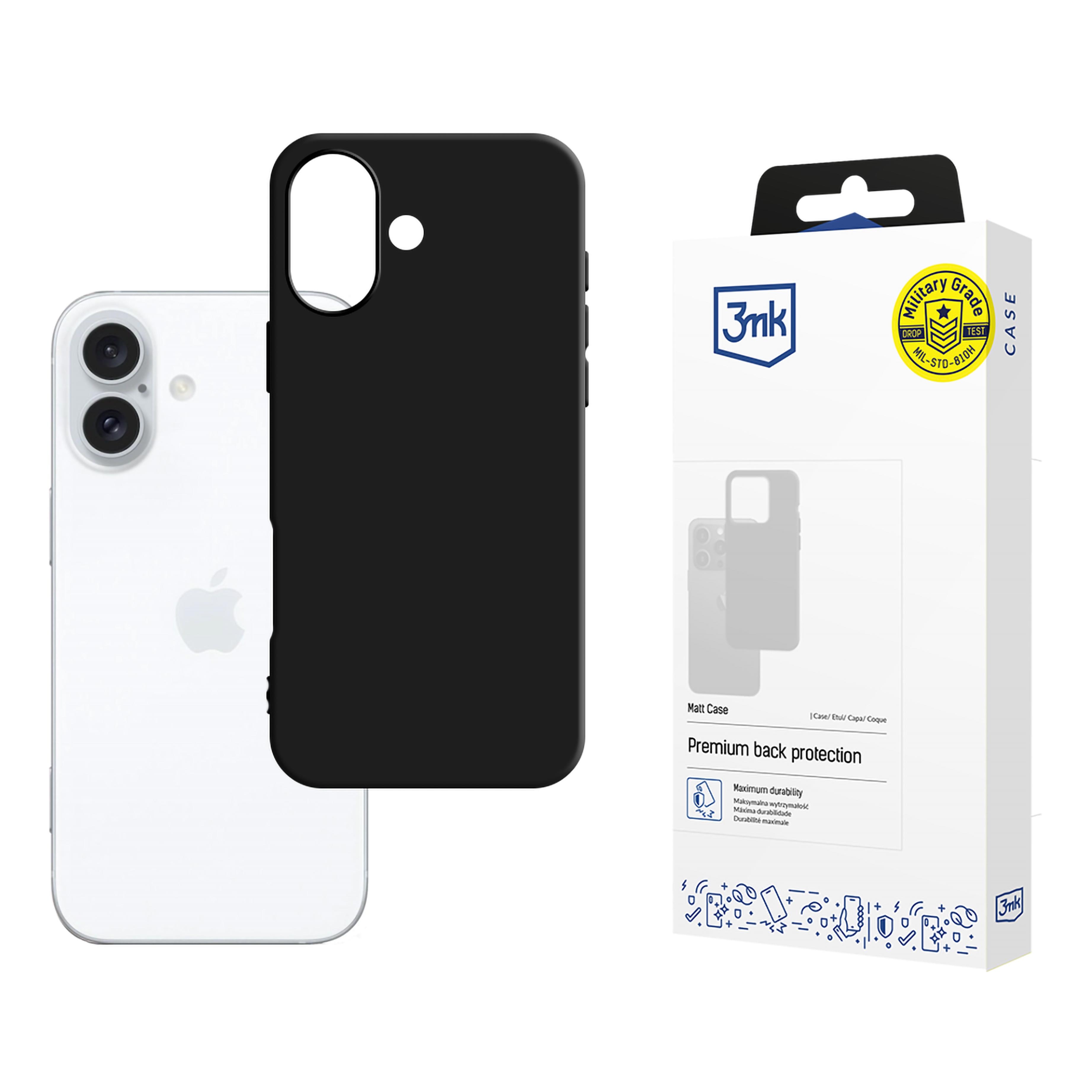 3mk Matt -kotelo MagSafe-yhteensopivuudella iPhone 16:lle – musta
