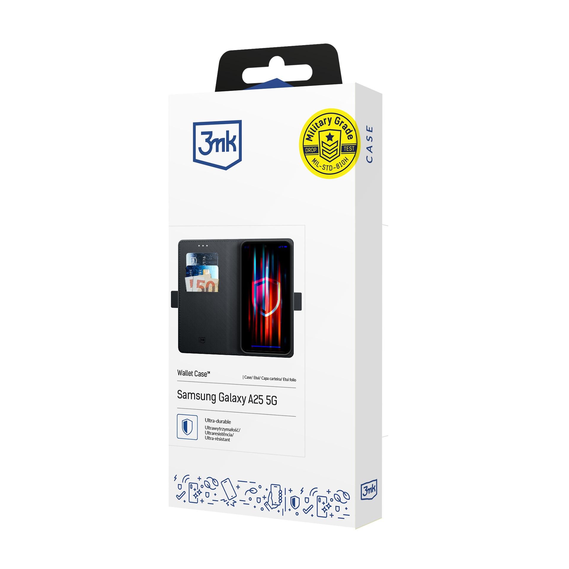 3mk-lompakkokotelo Samsung Galaxy A25 5G:lle – musta