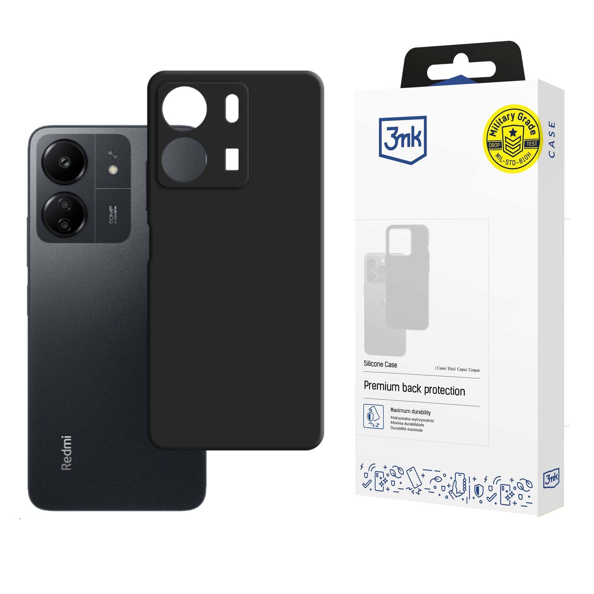 3mk-silikonikotelo Xiaomi Redmi 13C:lle ja POCO C65:lle – musta