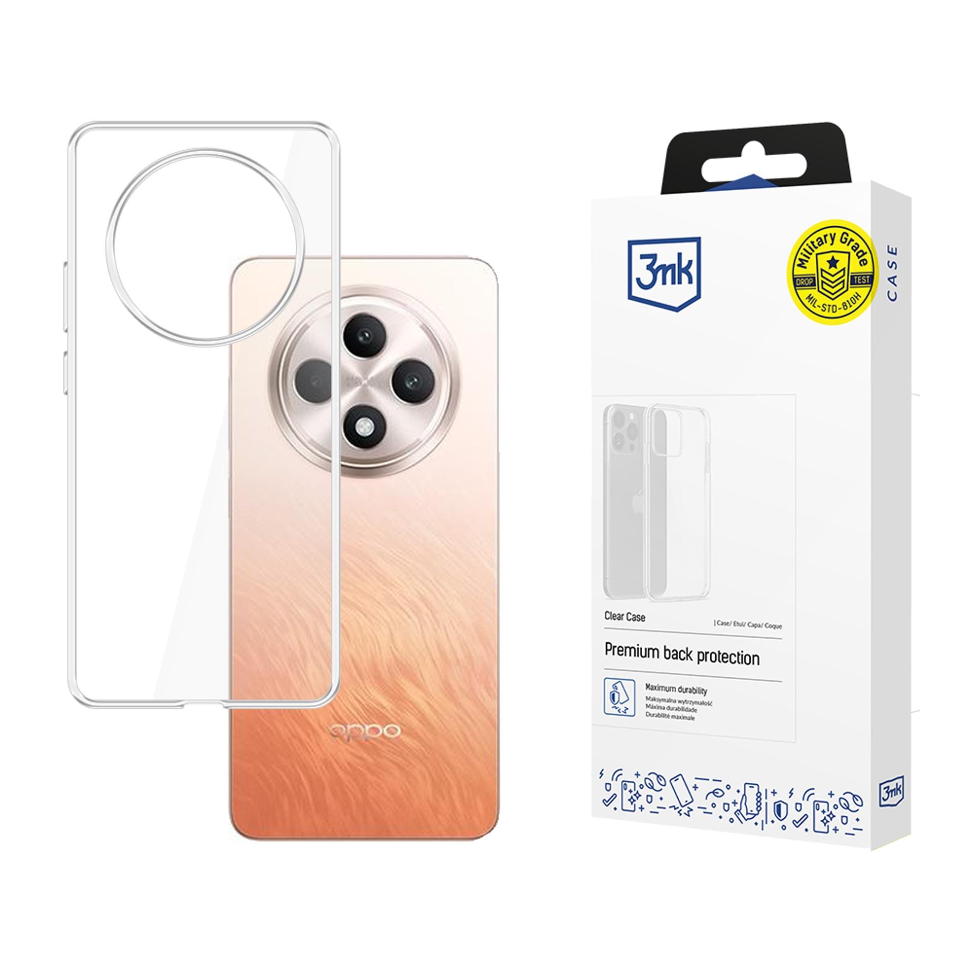 3mk:n läpinäkyvä suojakotelo Oppo Reno 12 F/Fs -malliin – läpinäkyvä