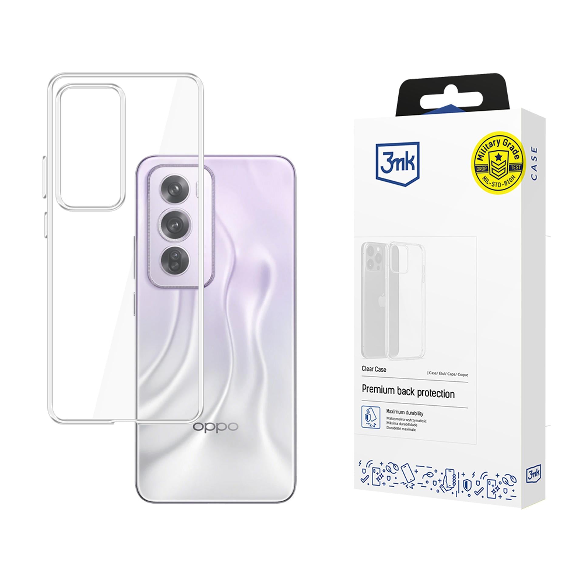 3mk:n kirkas suojakotelo Oppo Reno 12 Pro -malliin – läpinäkyvä