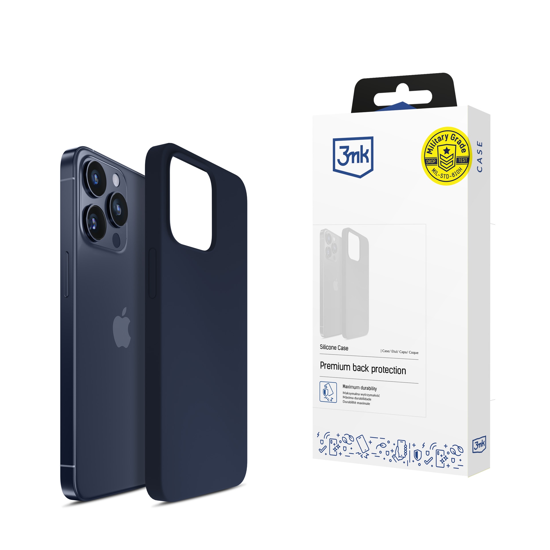 3mk-silikonikotelo iPhone 15 Pro Maxille – tummansininen