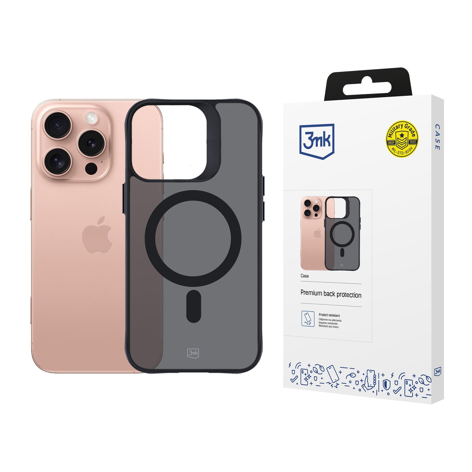 3mk Smoke MagCase -kotelo MagSafe-yhteensopivuudella iPhone 16 Pro:lle