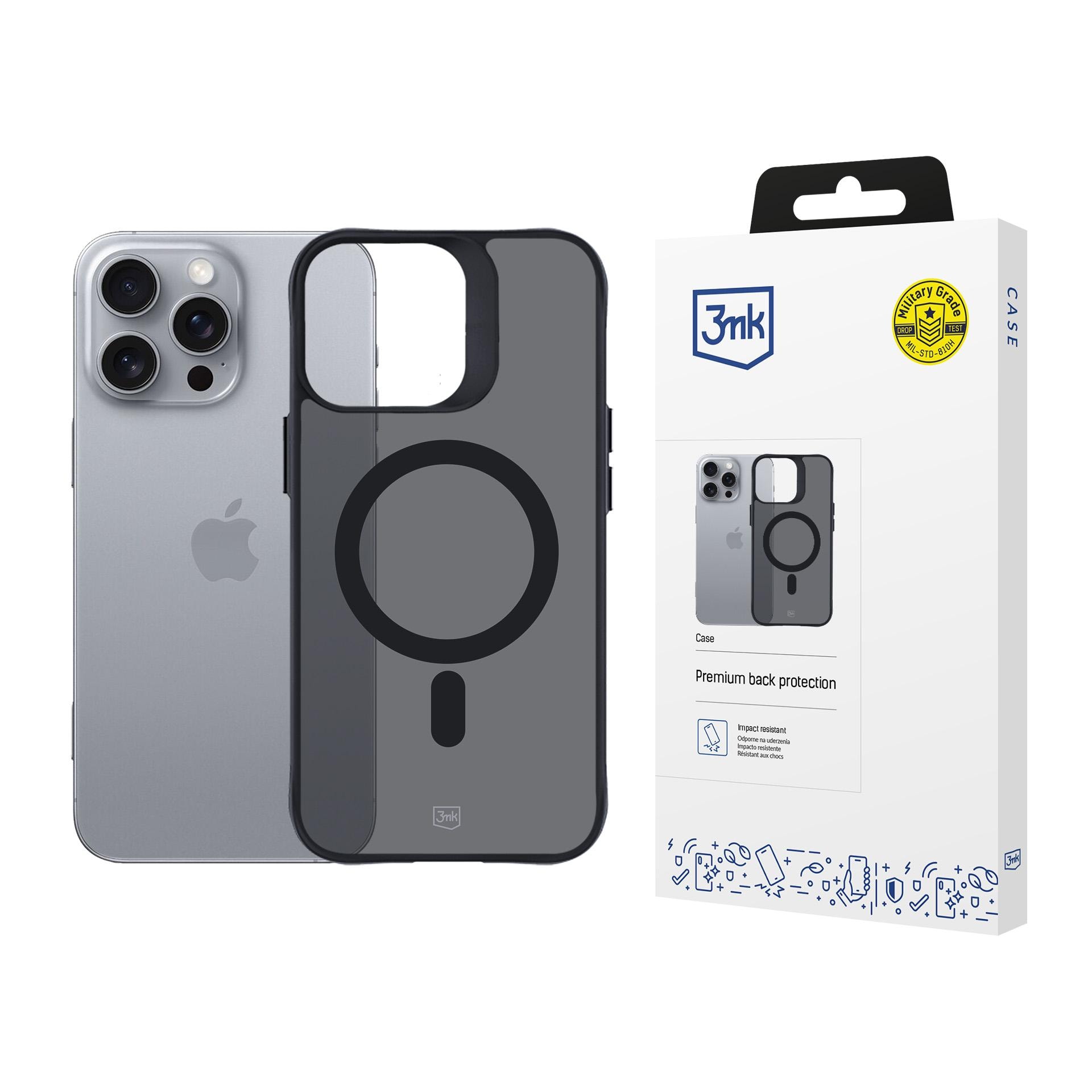 3mk Smoke MagCase MagSafe-yhteensopiva iPhone 16 Pro Max -puoliläpinäkyvä