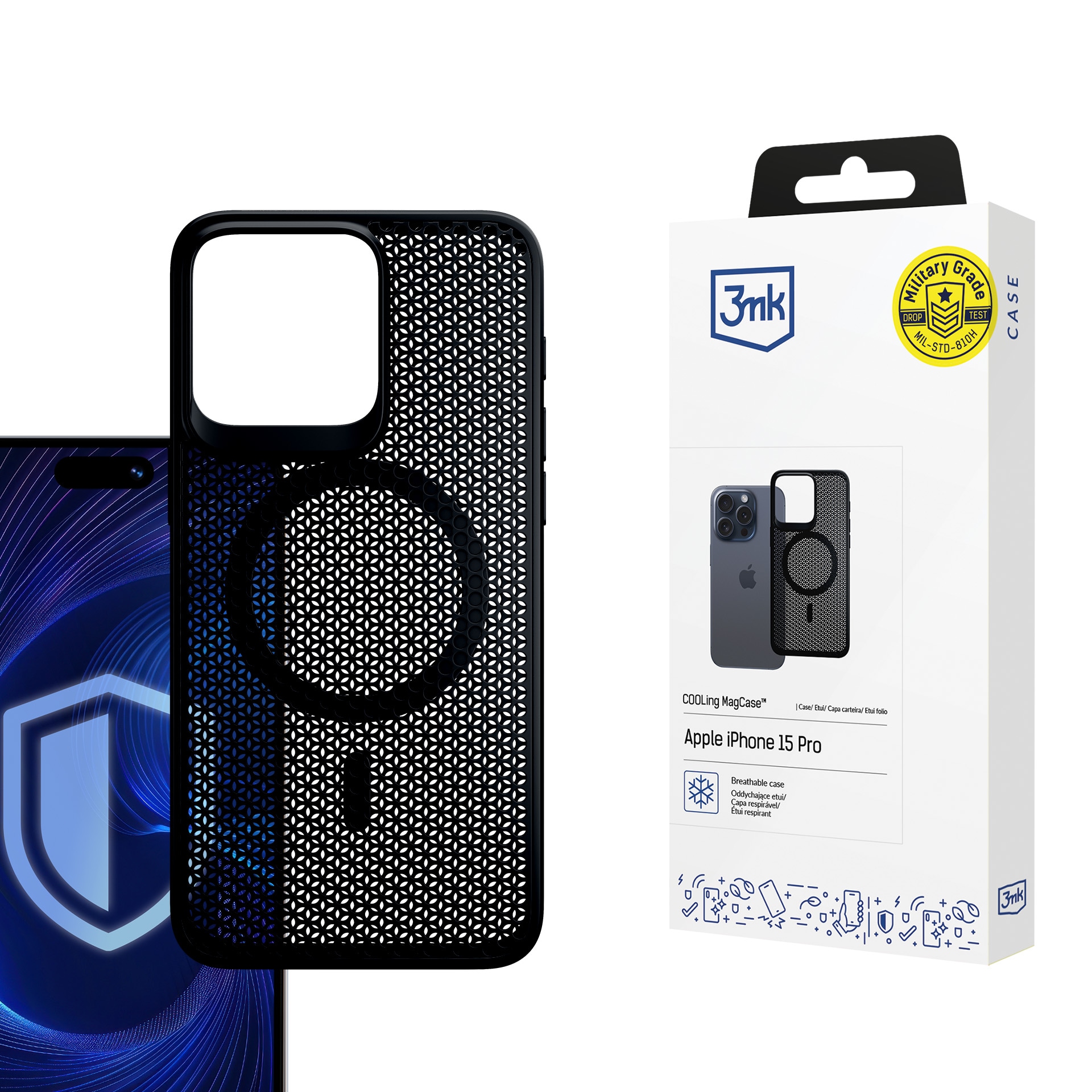 3mk COOLing MagCase -kotelo Apple iPhone 15 Pro - Musta