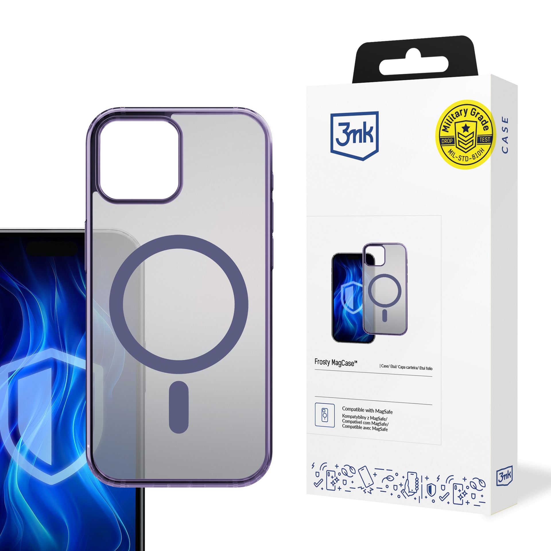 3mk Frosty MagCase -kotelo, violetti, Apple iPhone 13:lle