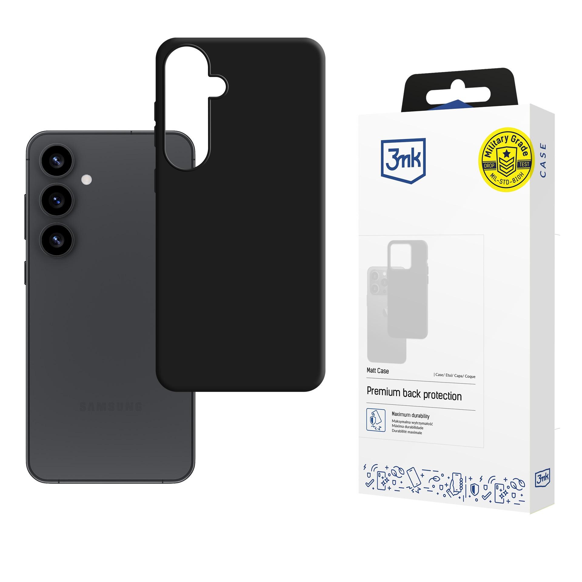 3mk Matt-suojakotelo Samsung Galaxy S25+:lle – musta