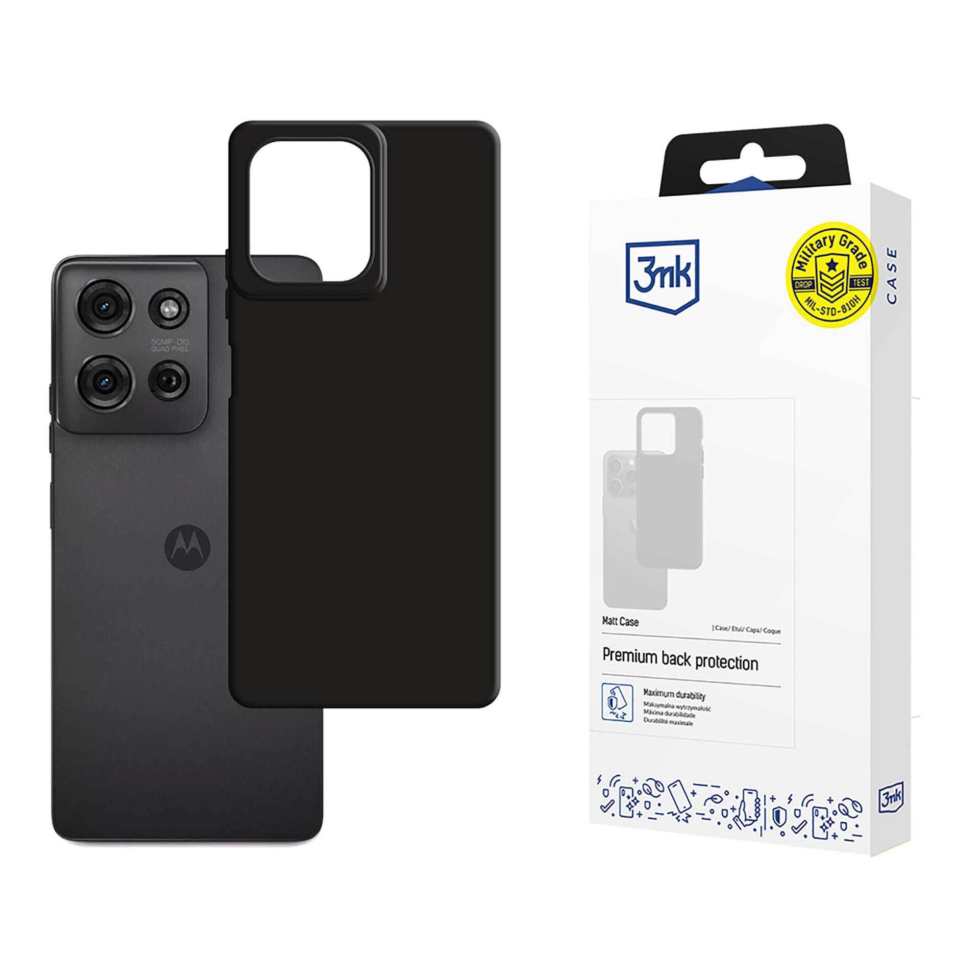 3mk Matt-suojakotelo Motorola Moto G75:lle – musta