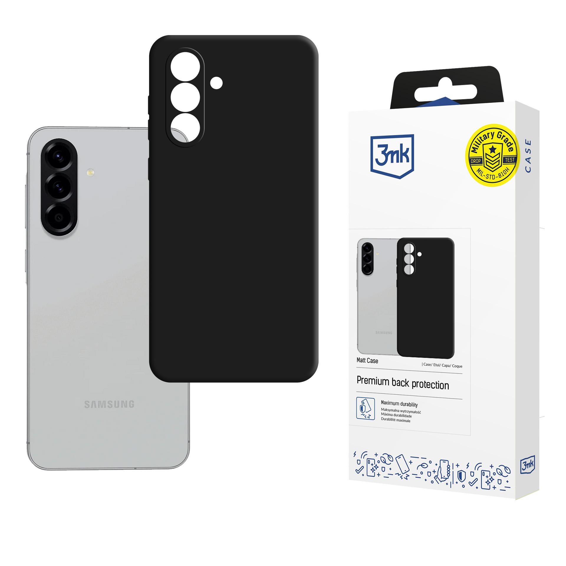 3mk Matt-suojakotelo Samsung Galaxy A36 5G:lle – musta