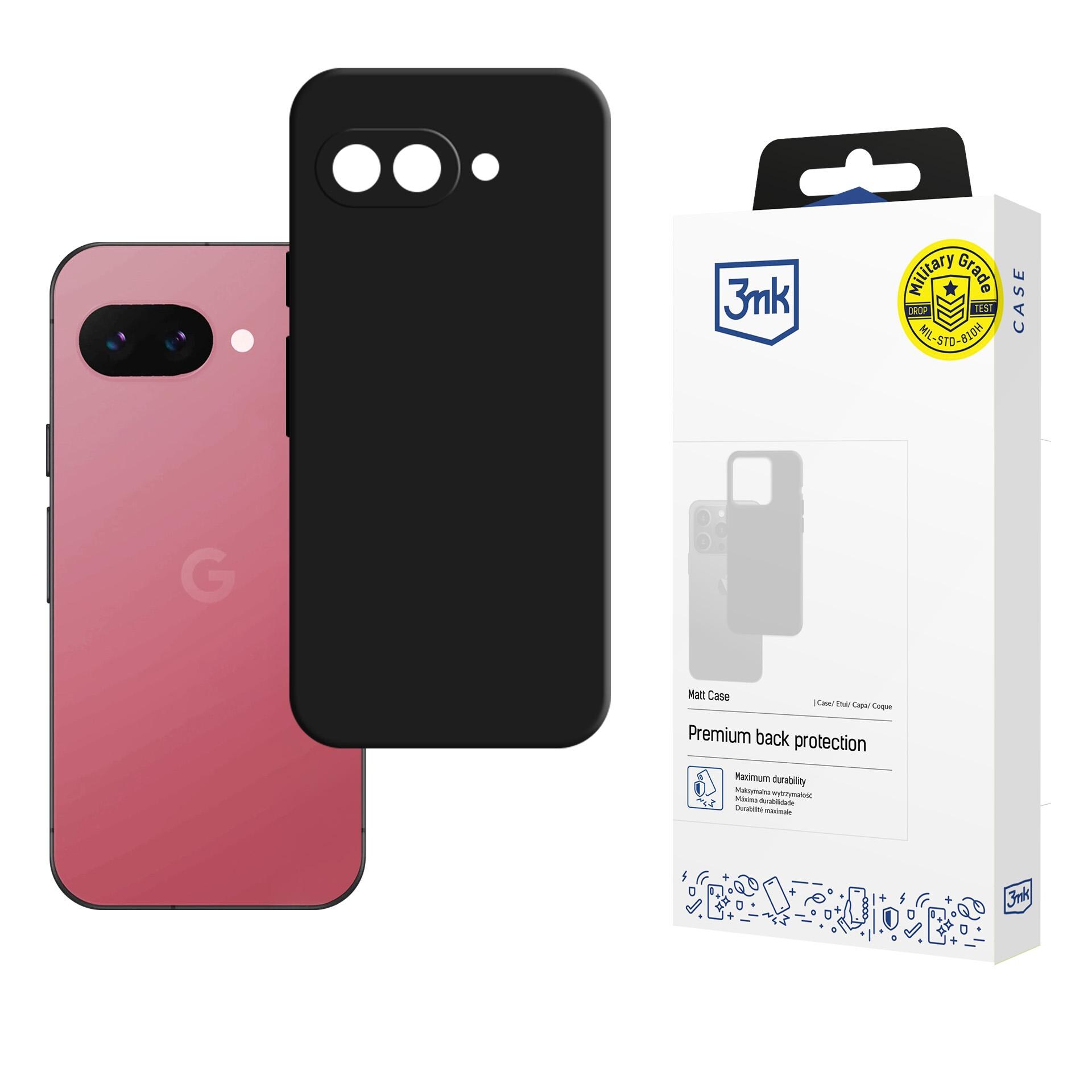 3mk Matt-suojakotelo Google Pixel 9A:lle – musta