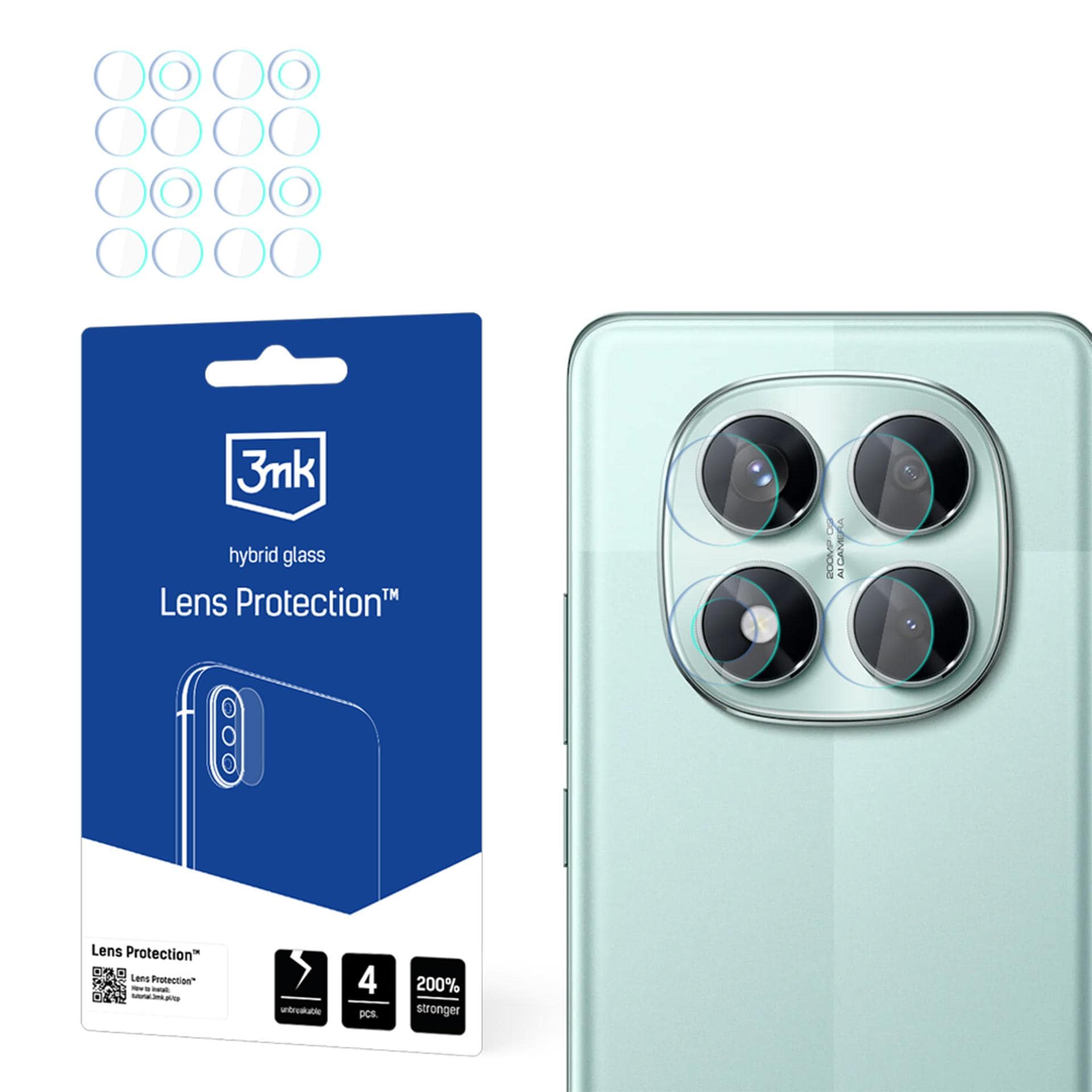 Hybridilasi kameran objektiiville – 3mk-objektiivinsuoja Xiaomi Redmi Note 14 Pro -mallille