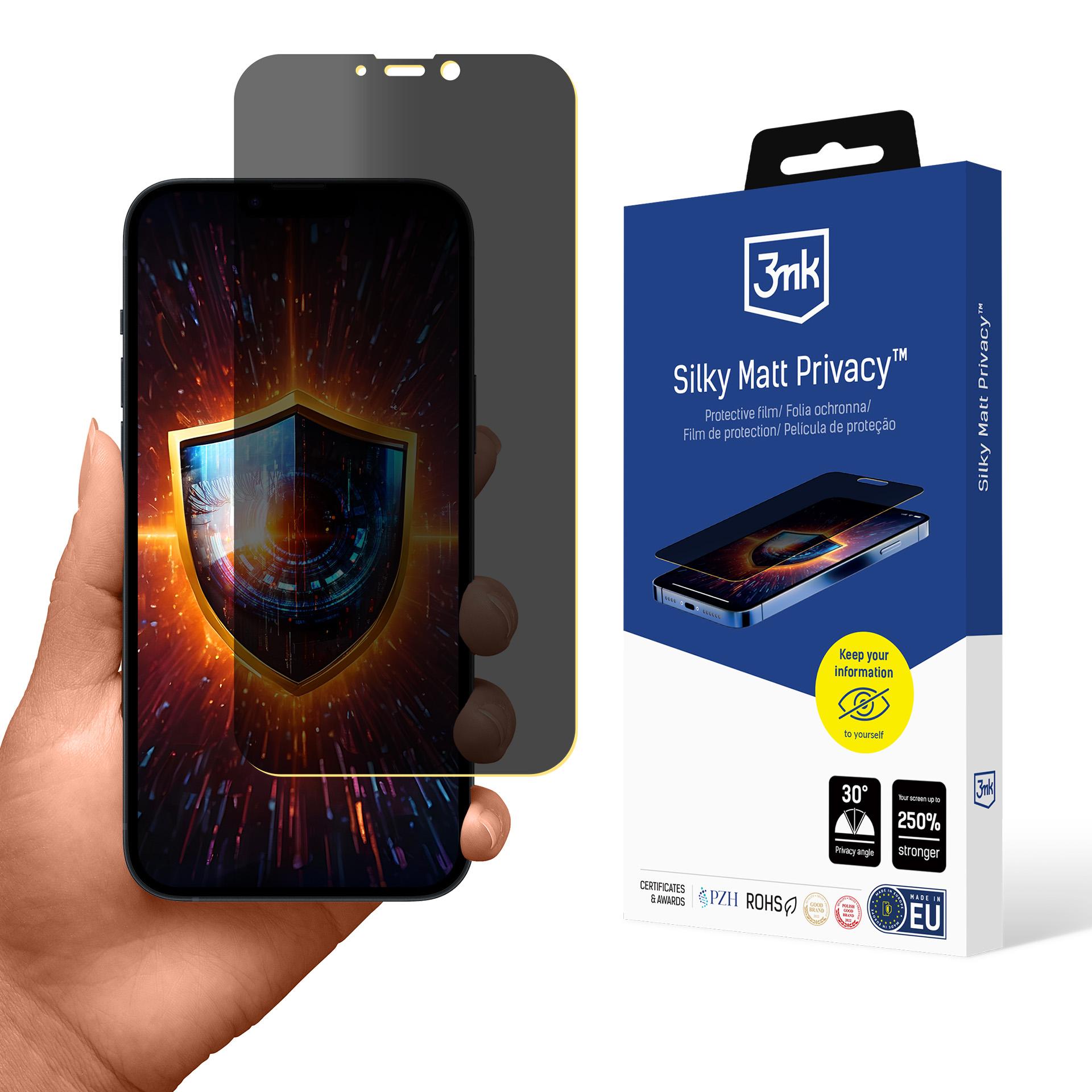 Tietosuojakalvo, mattapintainen 3mk Silky Matt Privacy, Apple iPhone 14 Plus