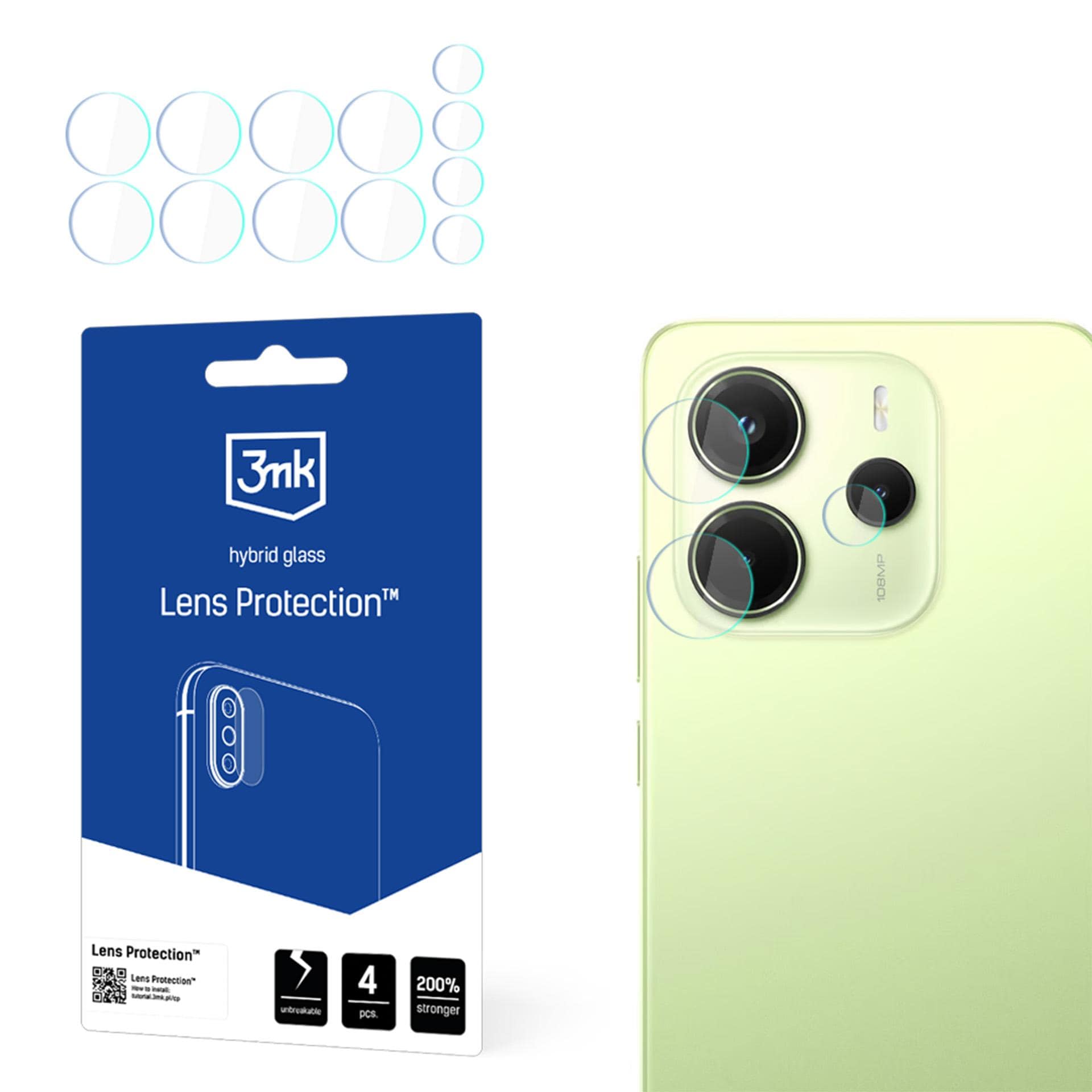3mk-kameran suojalasi Xiaomi Redmi Note 14 4G -mallille
