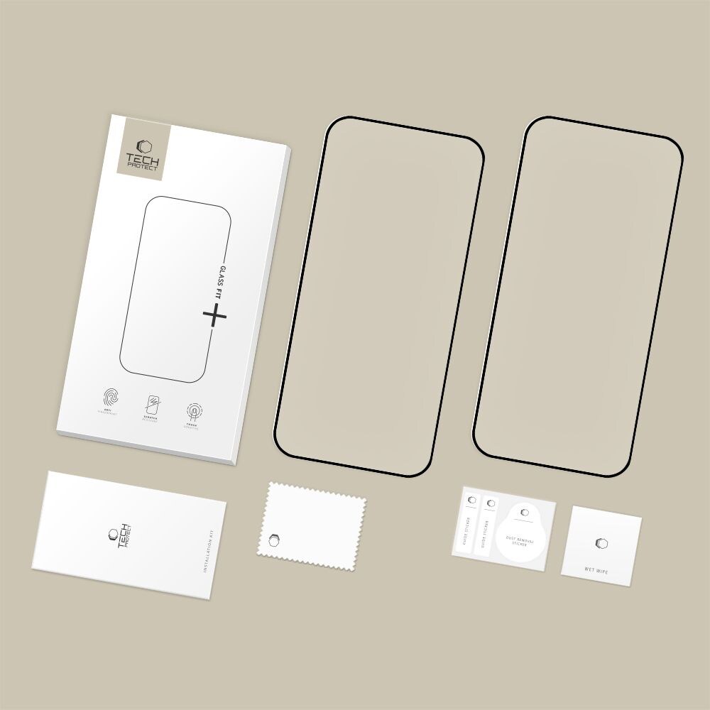 Tech-Protect Glass Fit+ -karkaistu lasisuojus, 2 kpl, Xiaomi 17T - musta