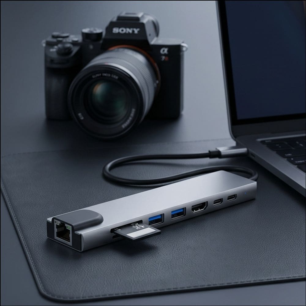 Tech-Protect HB09 USB-keskitin 8-in-1: USB-C/USB-A 3.0, HDMI 4K@60Hz, SD/TF, PD 100W, RJ45 – harmaa