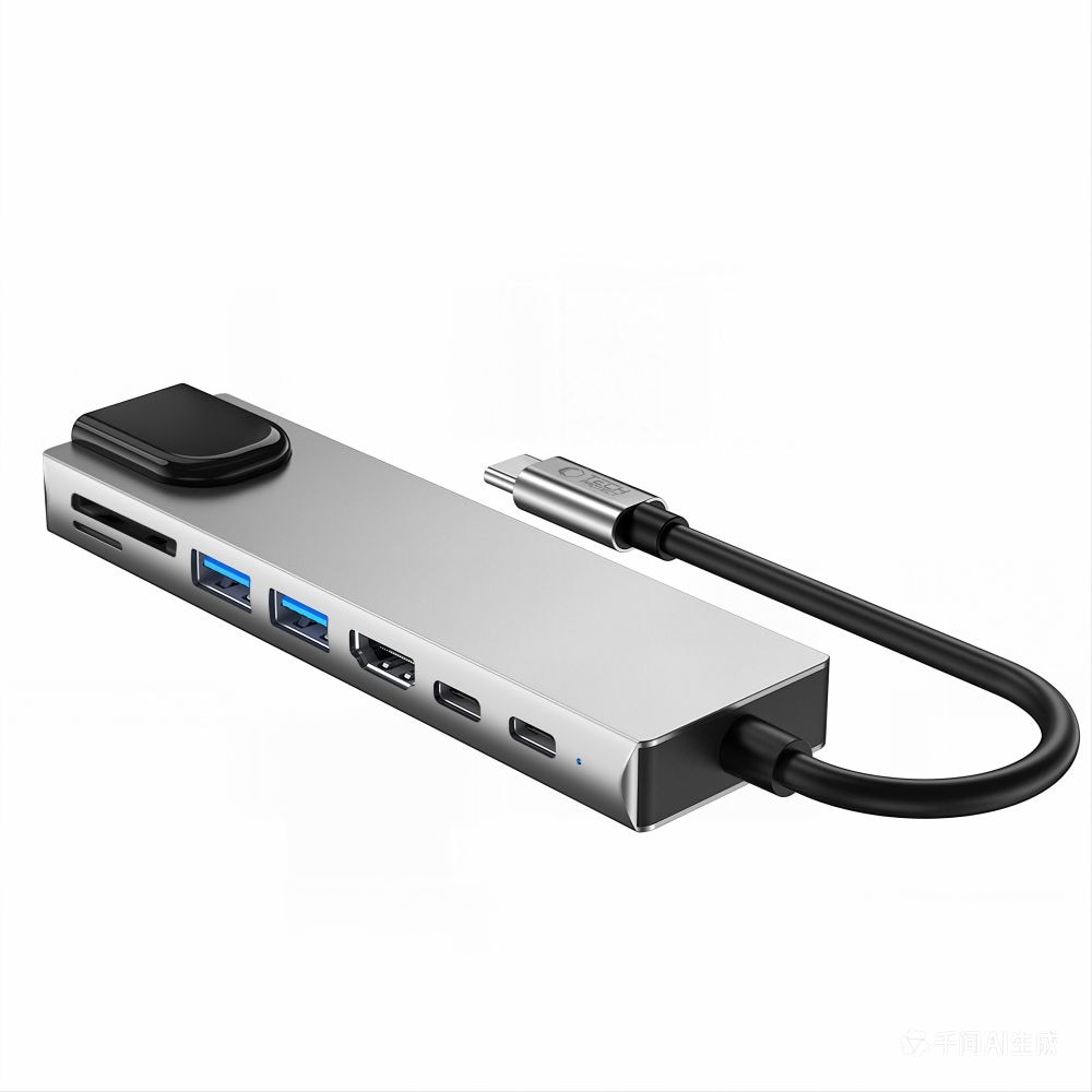 Tech-Protect HB09 USB-keskitin 8-in-1: USB-C/USB-A 3.0, HDMI 4K@60Hz, SD/TF, PD 100W, RJ45 – harmaa