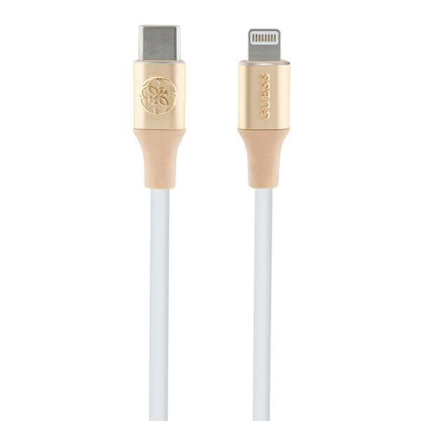 Guess-logolla varustettu USB-C/Lightning-kaapeli, 1,5 m, pikalataus – kultainen