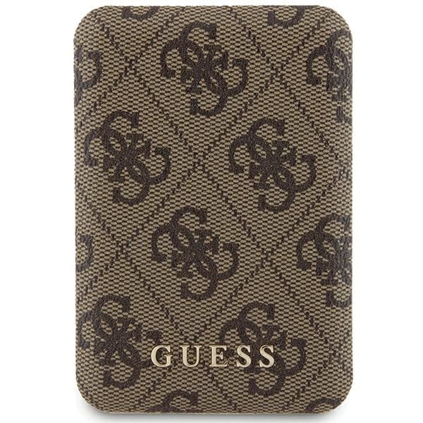 Guess Powerbank induktiivinen 15W 5000mAh ruskea/ruskea nahka metallilogo MagSafe