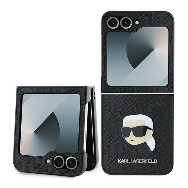 Karl Lagerfeldin Saffiano Monogram -suojakotelo Samsung Galaxy Z Flip 6:lle – musta