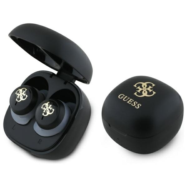 Guess Bluetooth-kuulokkeet GUTWSJ144ESK TWS + latausasema musta/musta Iridescent 4G painettu logo