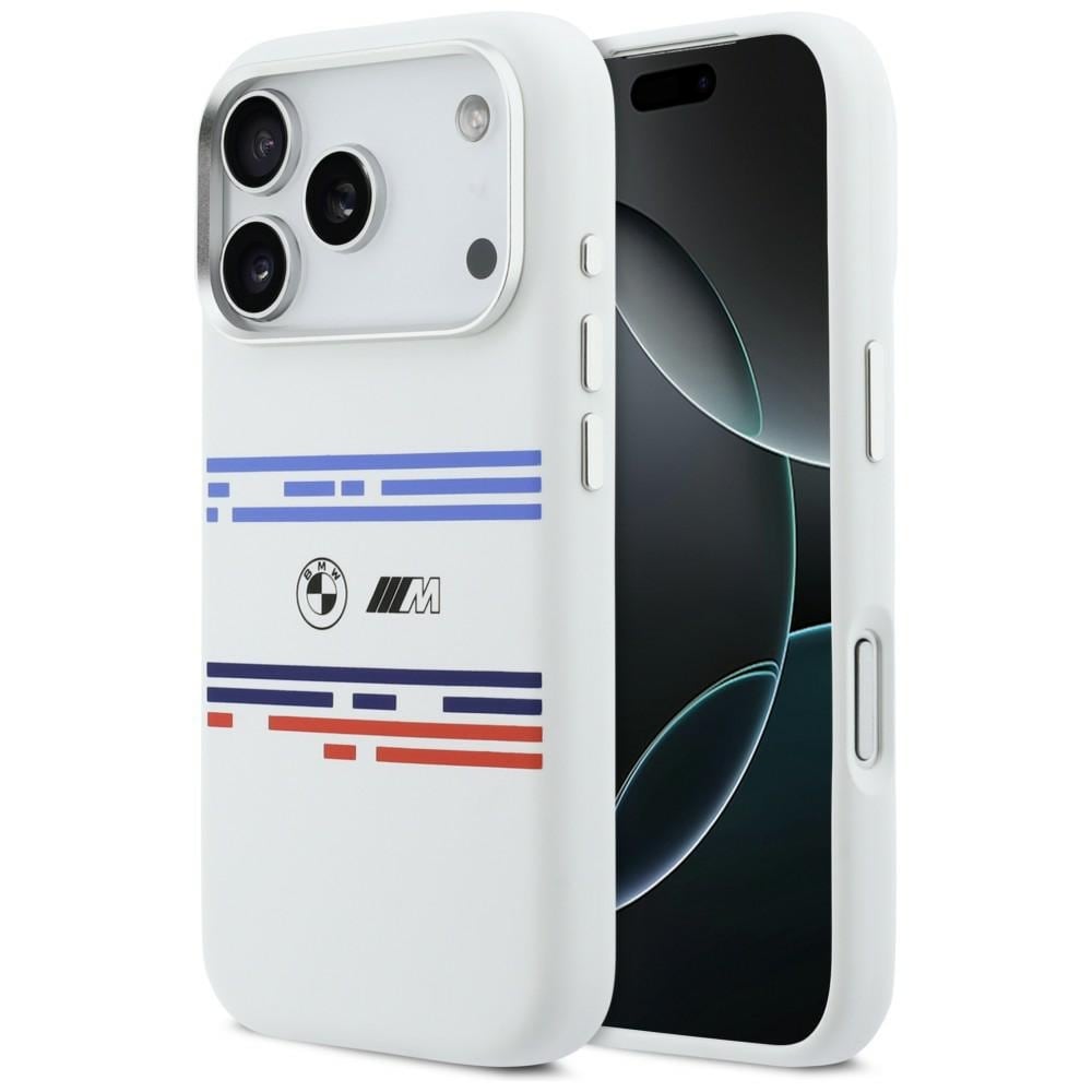 BMW M Silicon Horizontal Line MagSafe -suojakotelo iPhone 17 Pro:lle – valkoinen