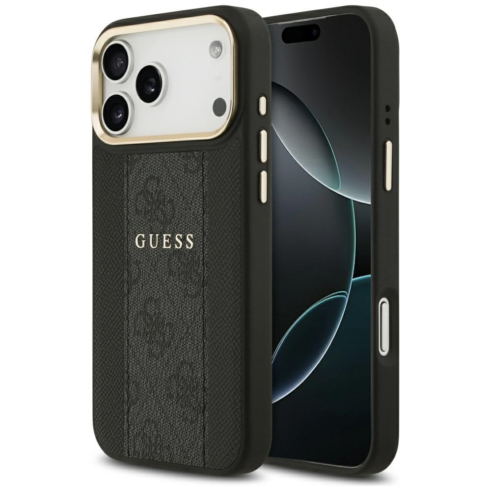 Guess 4G Stripe MagSafe -kotelo iPhone 17 Pro Maxille – musta