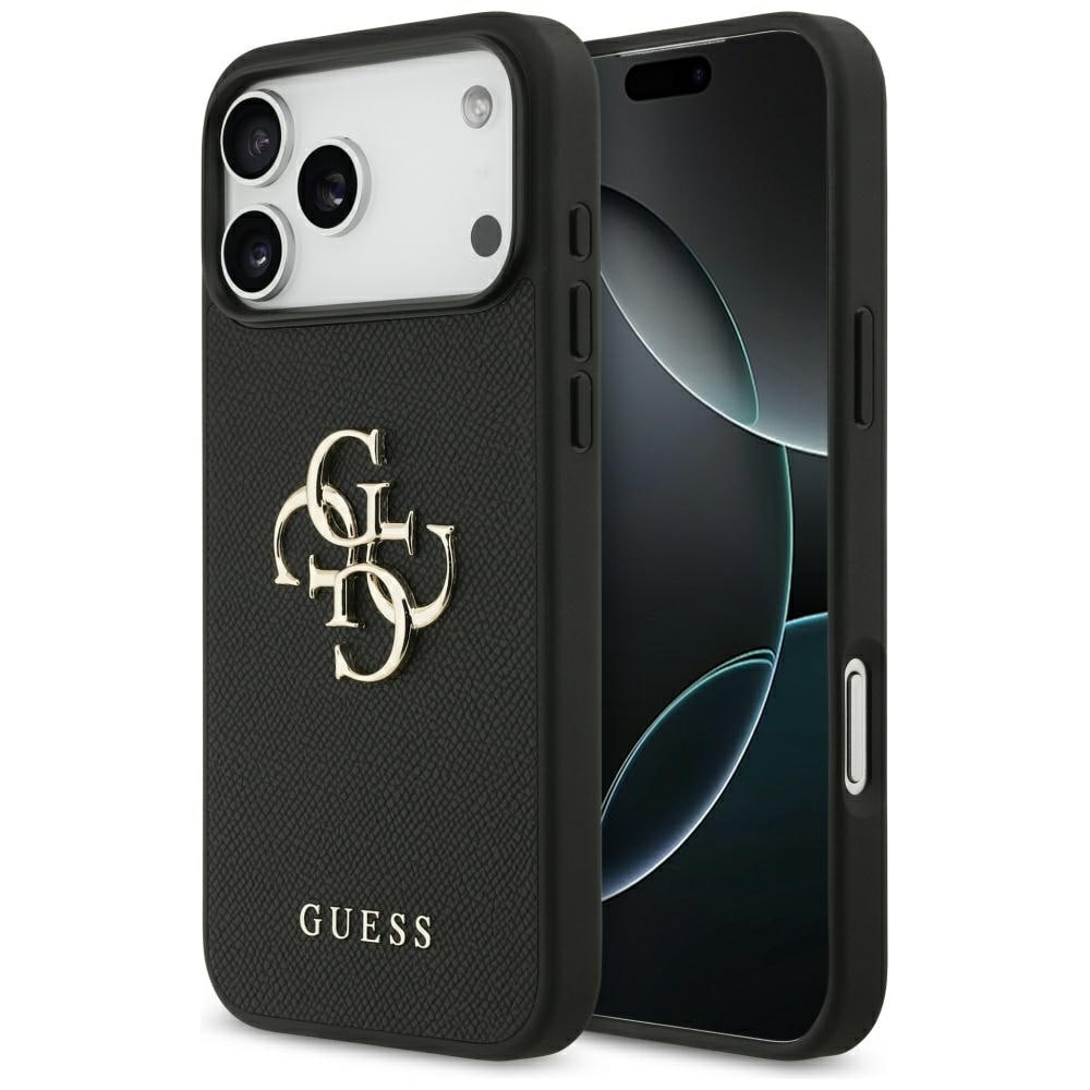 Guess Grained Big 4G & Classic Logo -kotelo iPhone 17 Pro Maxille – musta