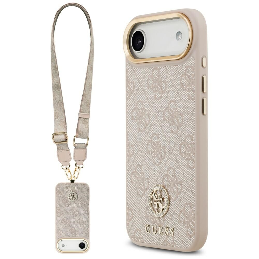 Guess 4G Strass-logo ja leveä hihna, metallinapit, MagSafe-kotelo iPhone Airille – vaaleanpunainen
