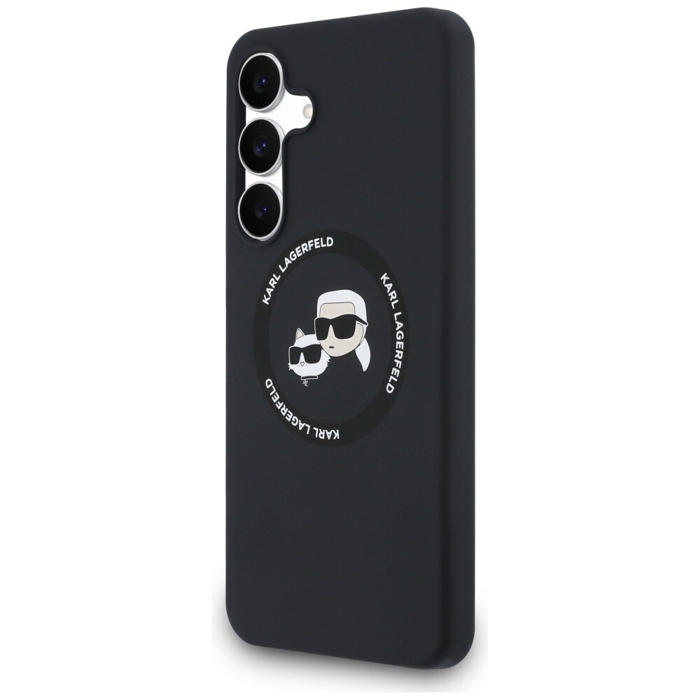 Karl Lagerfeld silikoninen MagSafe-suojakotelo, Karlin & Choupetten päät, Galaxy S25 FE - Musta