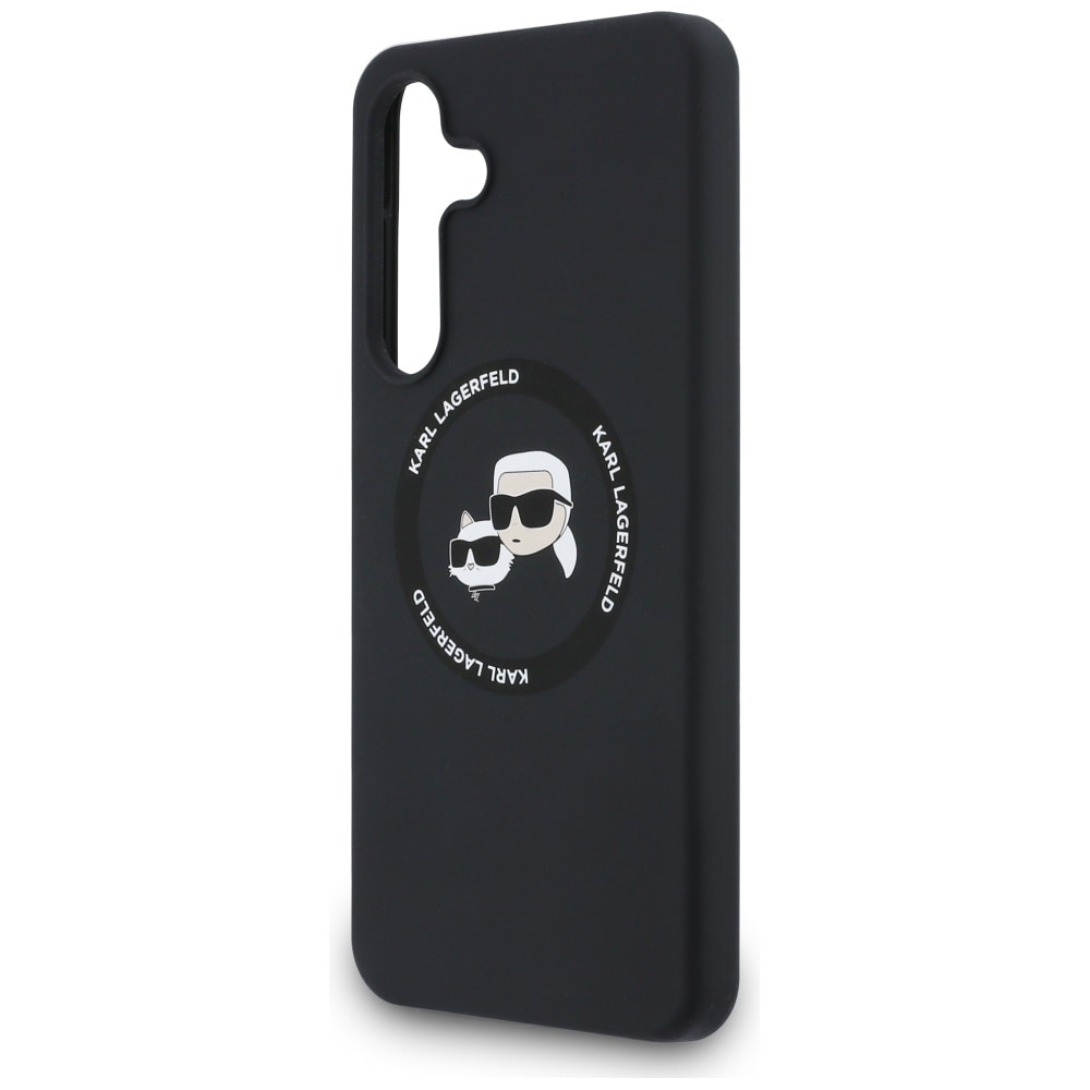 Karl Lagerfeld silikoninen MagSafe-suojakotelo, Karlin & Choupetten päät, Galaxy S25 FE - Musta