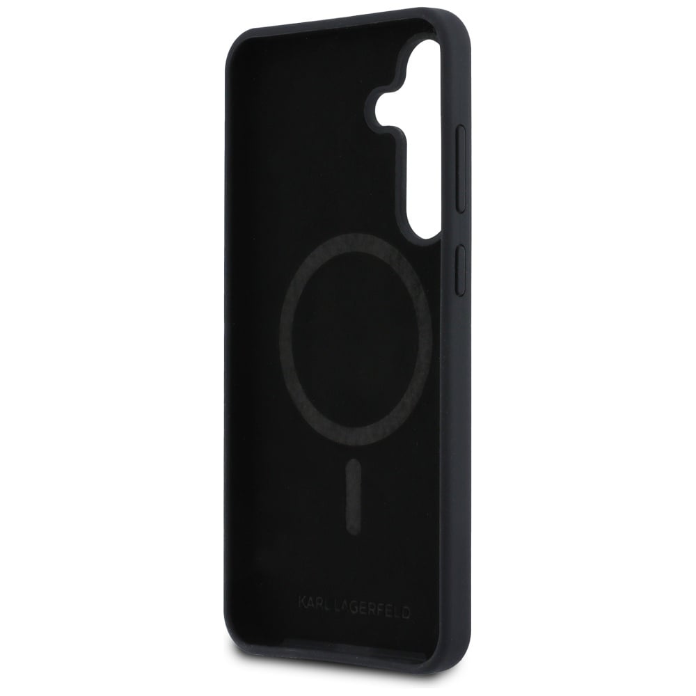 Karl Lagerfeld silikoninen MagSafe-suojakotelo, Karlin & Choupetten päät, Galaxy S25 FE - Musta