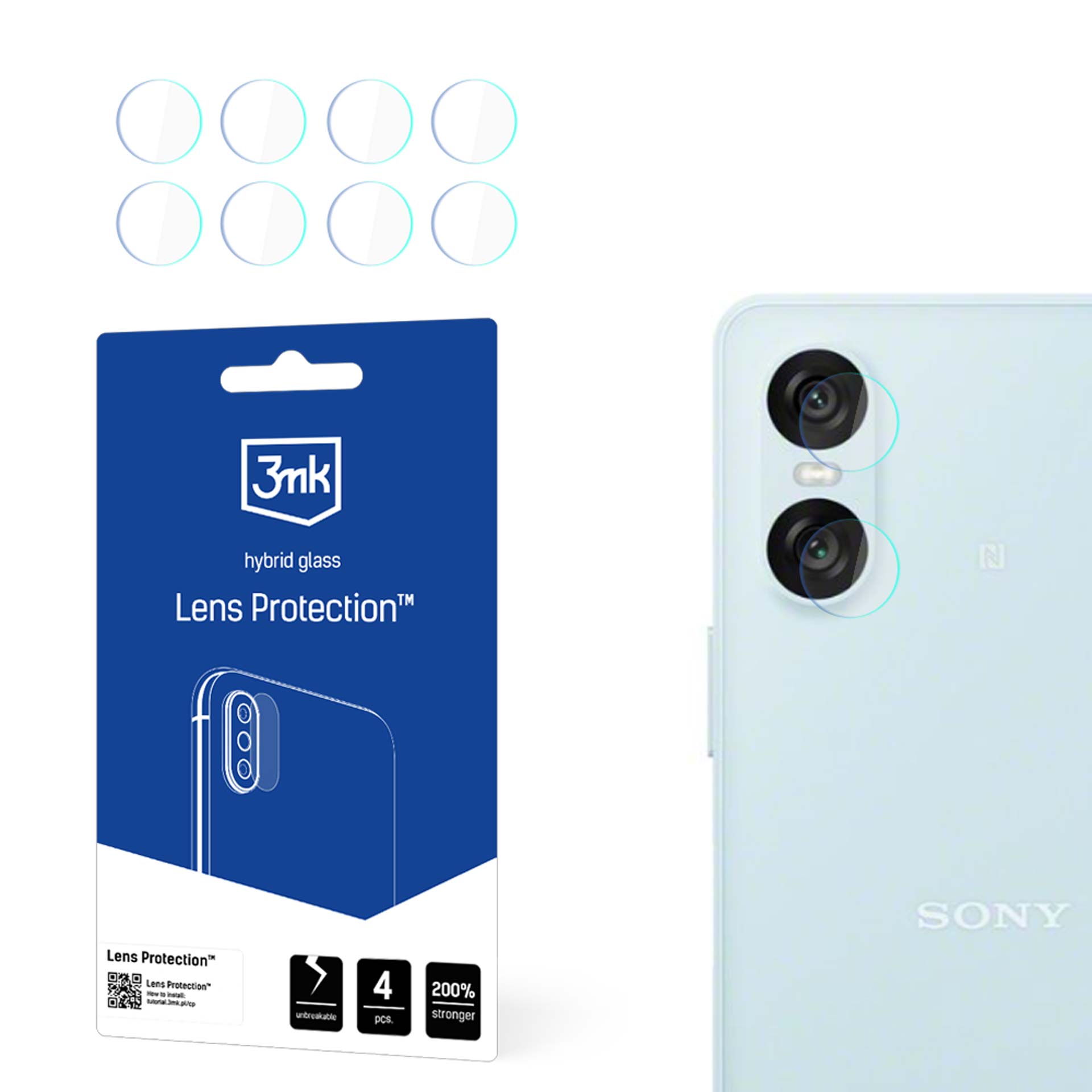 3mk:n objektiivin suojalasi – hybridilasi Sony Xperia 10 VI -kameran objektiiville