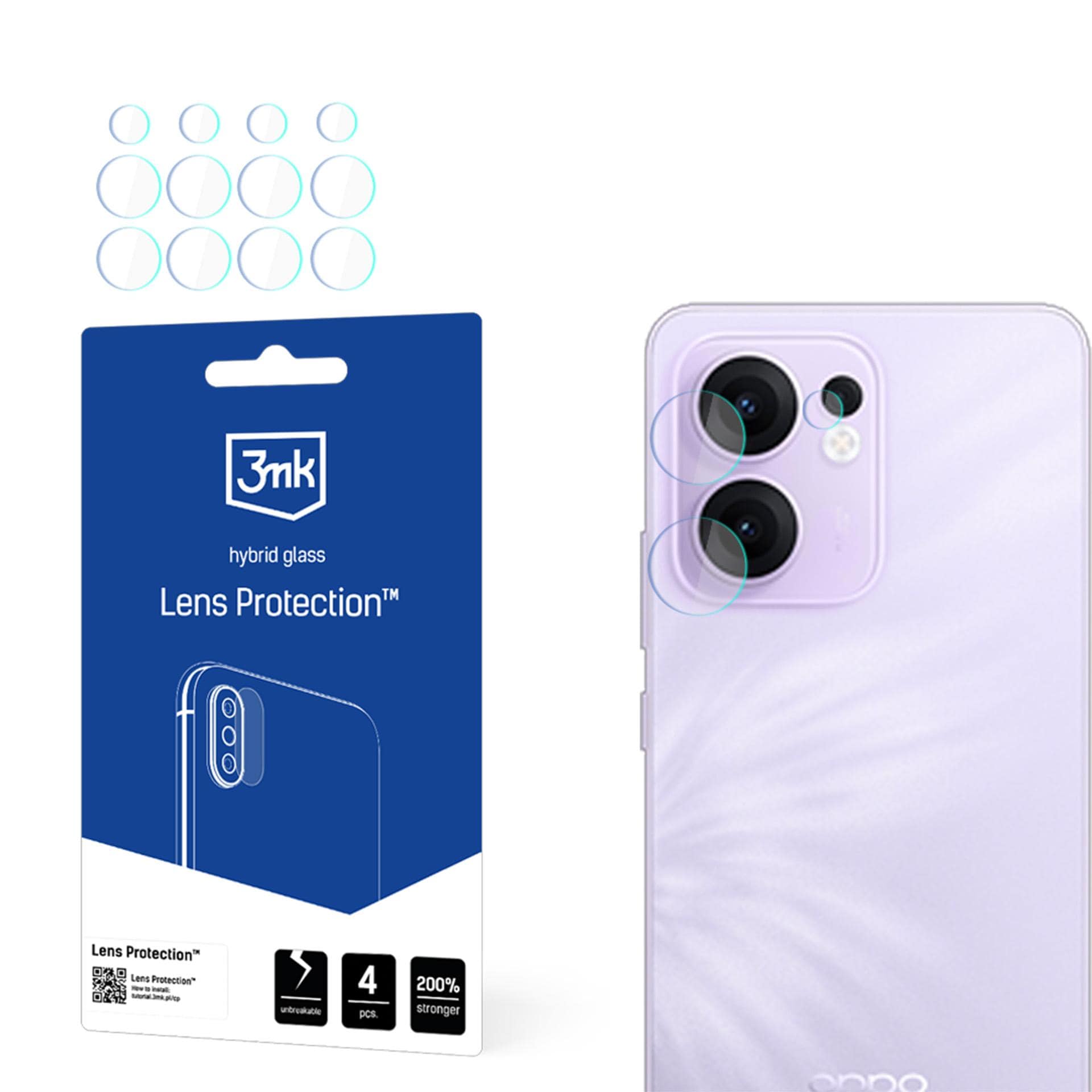3mk-objektiivinsuojus: hybridi-objektiivilasi Oppo Reno 13F 4G -mallille