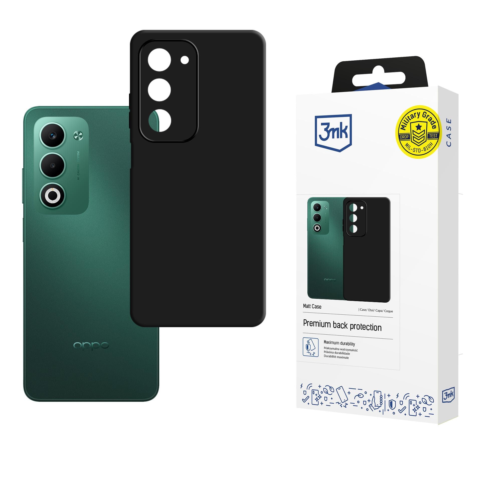3mk Matt -suojakotelo Oppo A5 5G:lle – musta