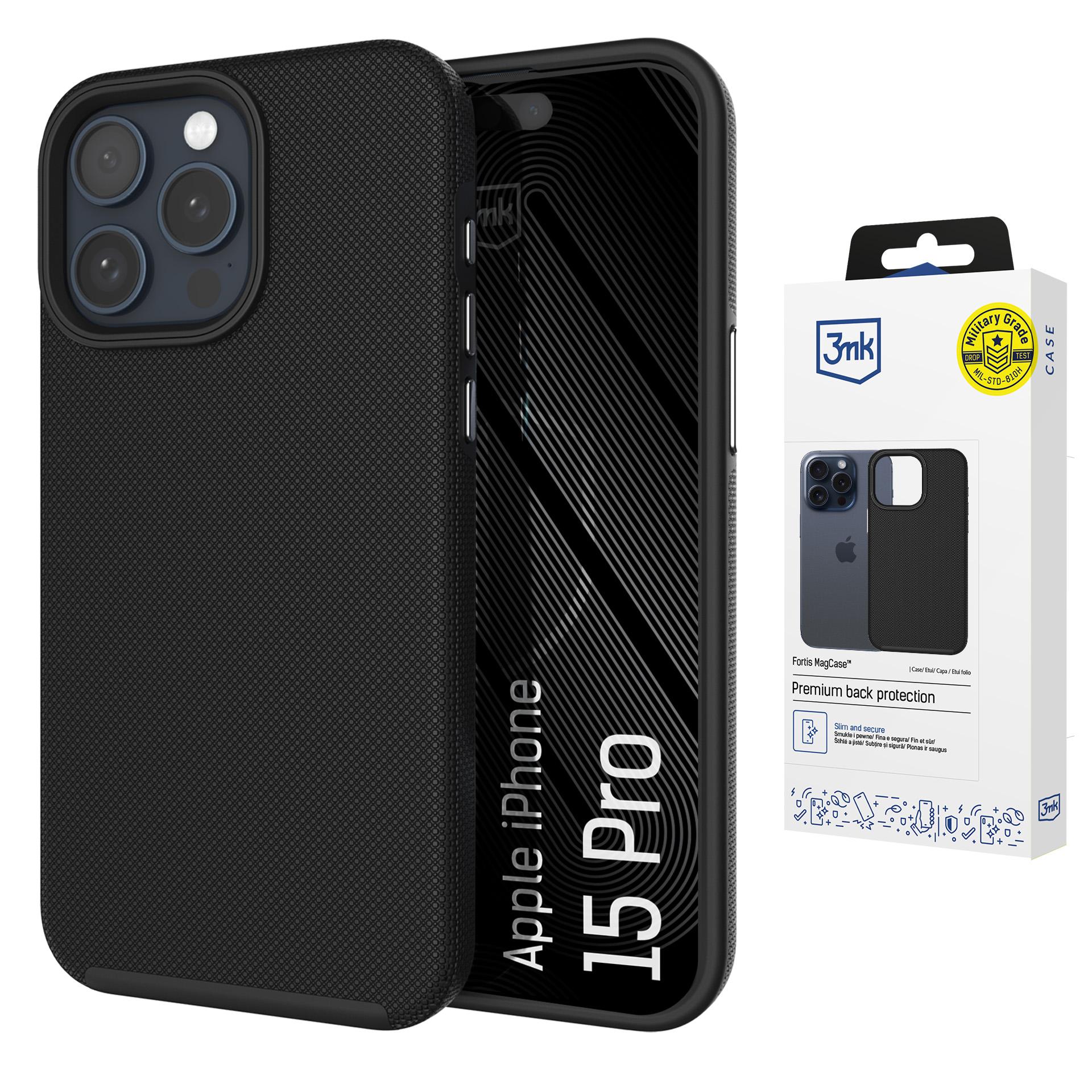 3mk Fortis MagCase iPhone 15 Pro:lle – musta
