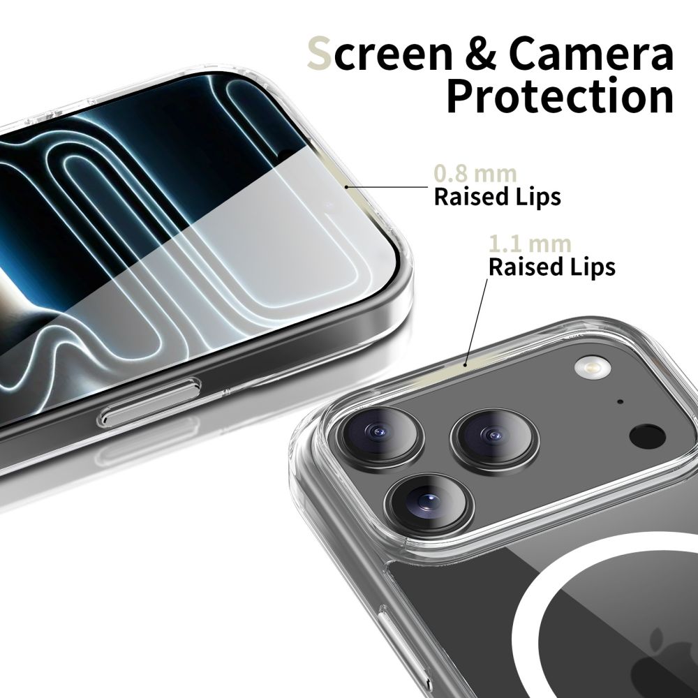 Tech-Protect Flexair Hybrid CC MagSafe -suojakotelo iPhone 17 Pro Maxille – läpinäkyvä