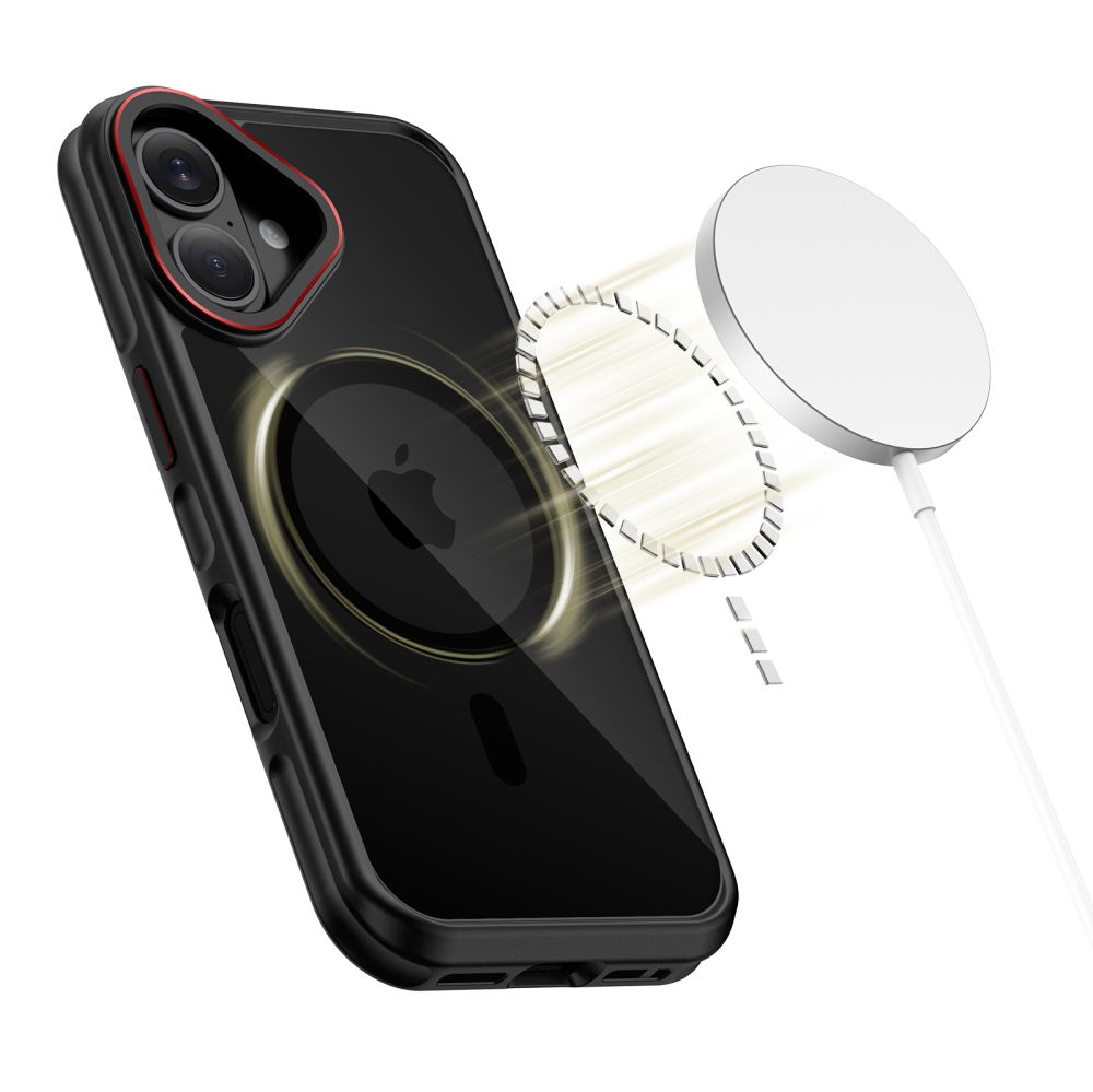 Tech-Protect MagHybrid MagSafe -suojakotelo iPhone 17:lle – musta ja punainen
