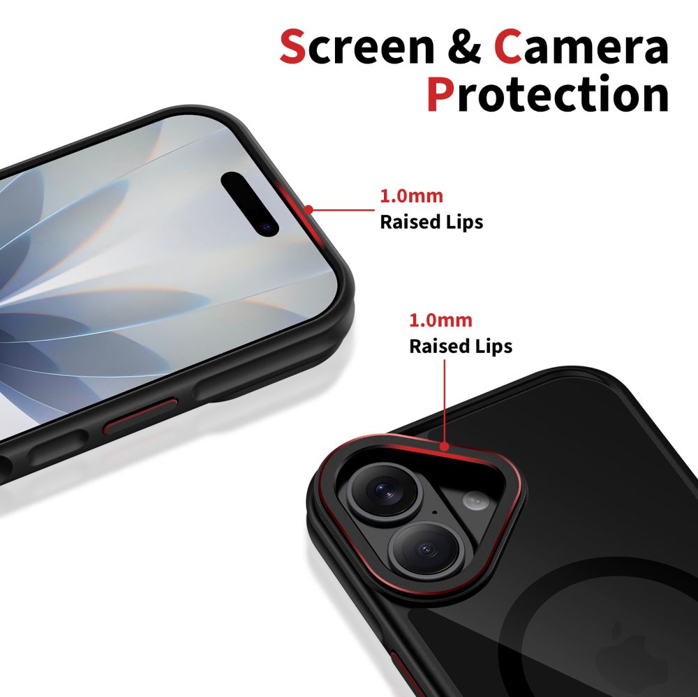 Tech-Protect MagHybrid MagSafe -suojakotelo iPhone 17:lle – musta ja punainen