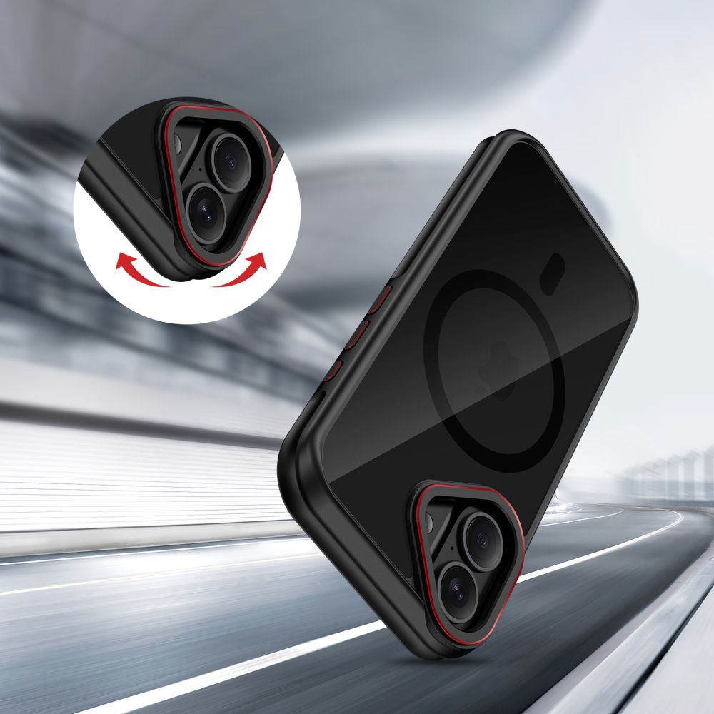 Tech-Protect MagHybrid MagSafe -suojakotelo iPhone 17:lle – musta ja punainen