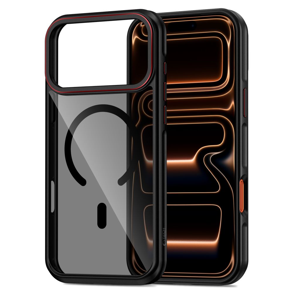 Tech-Protect MagHybrid MagSafe -suojakotelo iPhone 17 Pro Maxille – musta ja punainen