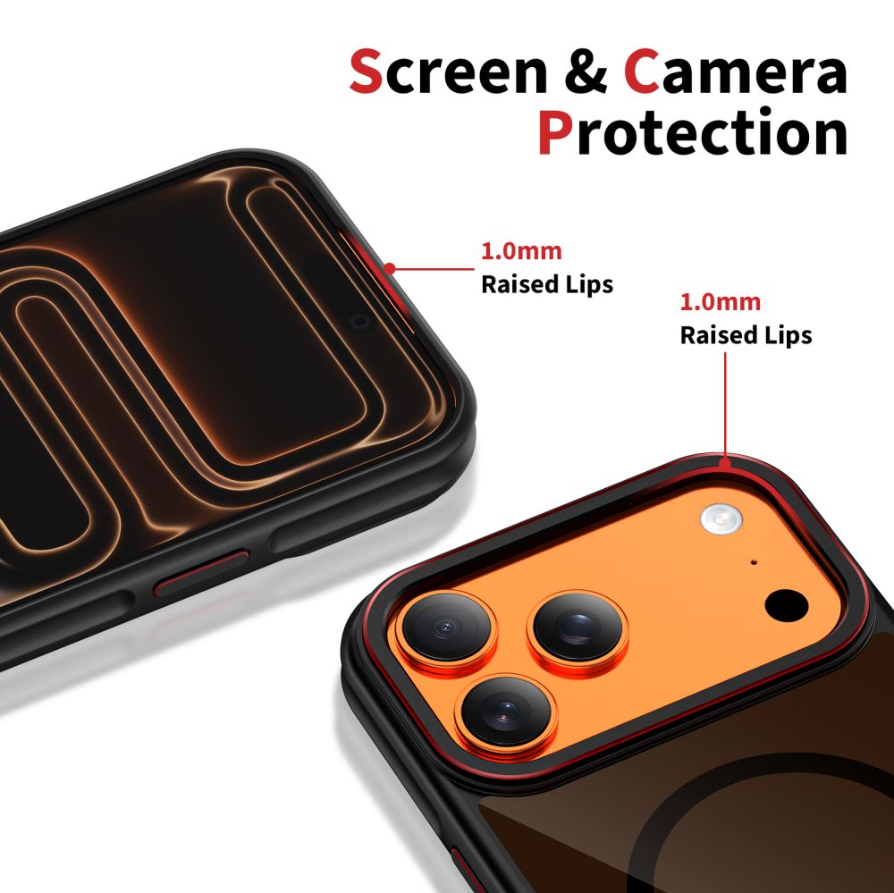 Tech-Protect MagHybrid MagSafe -suojakotelo iPhone 17 Pro Maxille – musta ja punainen