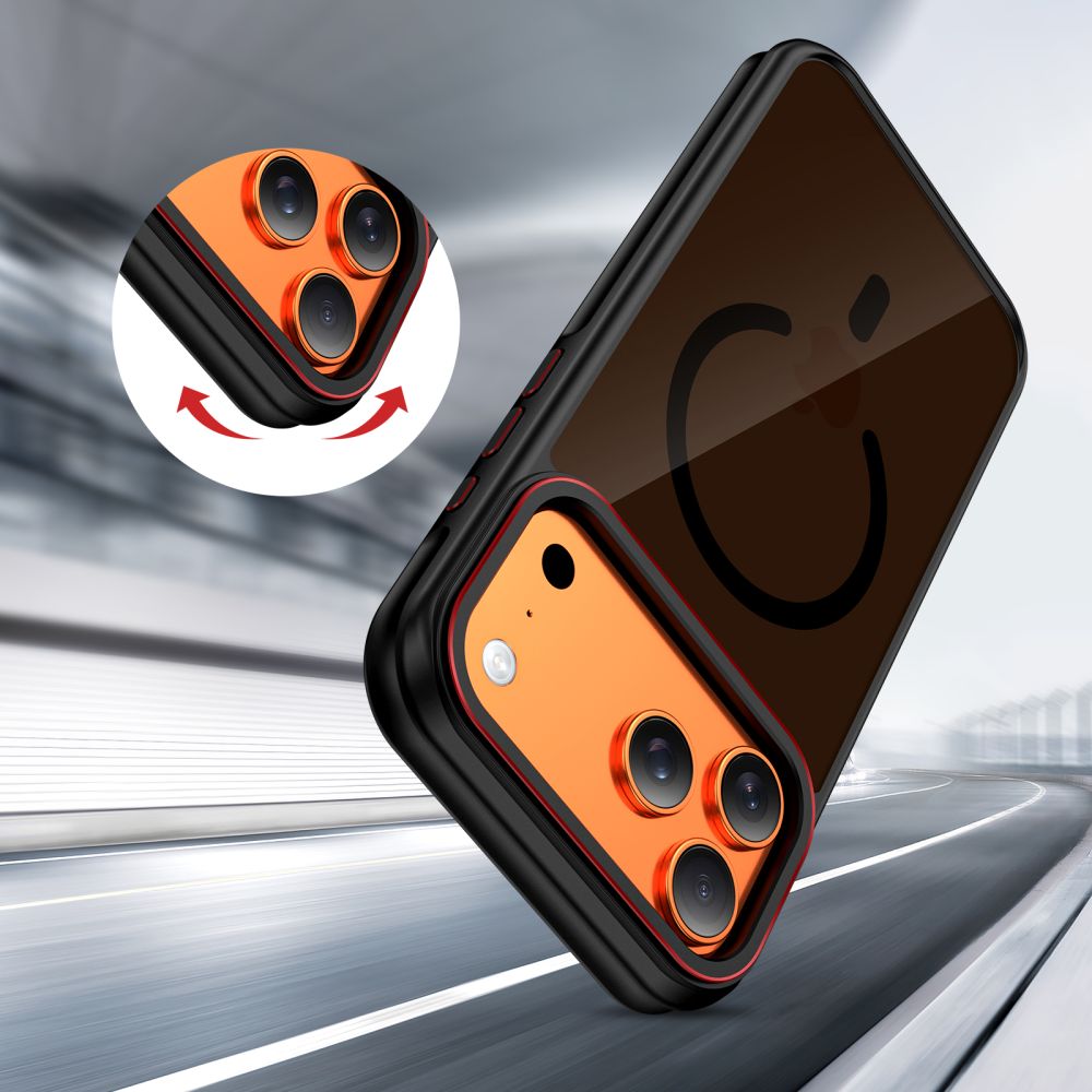Tech-Protect MagHybrid MagSafe -suojakotelo iPhone 17 Pro Maxille – musta ja punainen