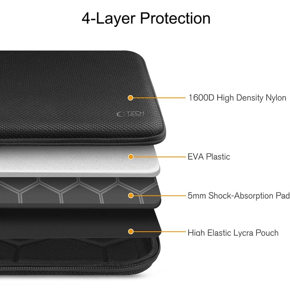 Tech-Protect Hardpouch -kannettavan suojakotelo 13–14 – musta