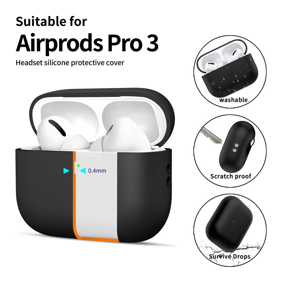 Tech-Protect-silikonikotelo AirPods Pro 3:lle – musta