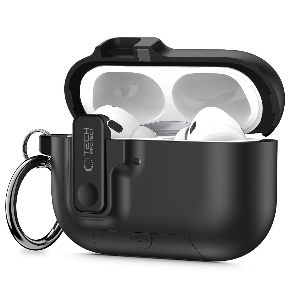 Tech-Protect Slim Hook -kotelo AirPods Pro 3:lle – musta
