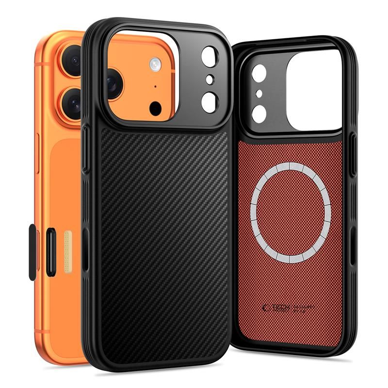 Tech-Protect Kevlar Aramid MagSafe -suojakotelo iPhone 17 Pro Maxille – musta
