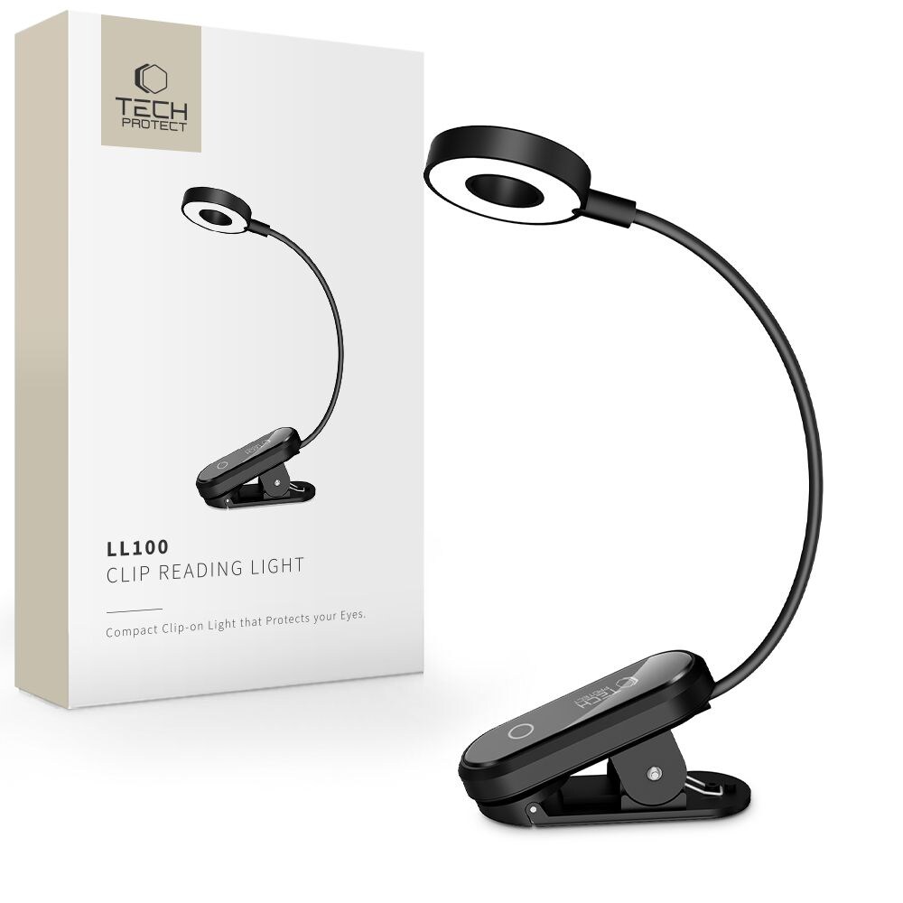 Tech-Protect LL100 langaton lamppu kiinnikkeellä + USB-A / USB-C-kaapeli 30 cm – musta