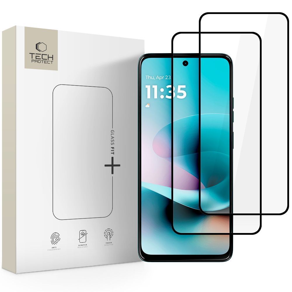 Tech-Protect Glass Fit+ -karkaistu lasisuojus, 2 kpl, Motorola Moto G57/G57 Power/G67 Power - musta
