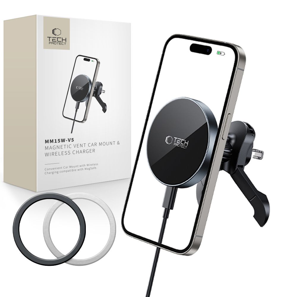 Tech-Protect mm15W-V5 magnettinen MagSafe-auton tuuletusreiän kiinnike – musta